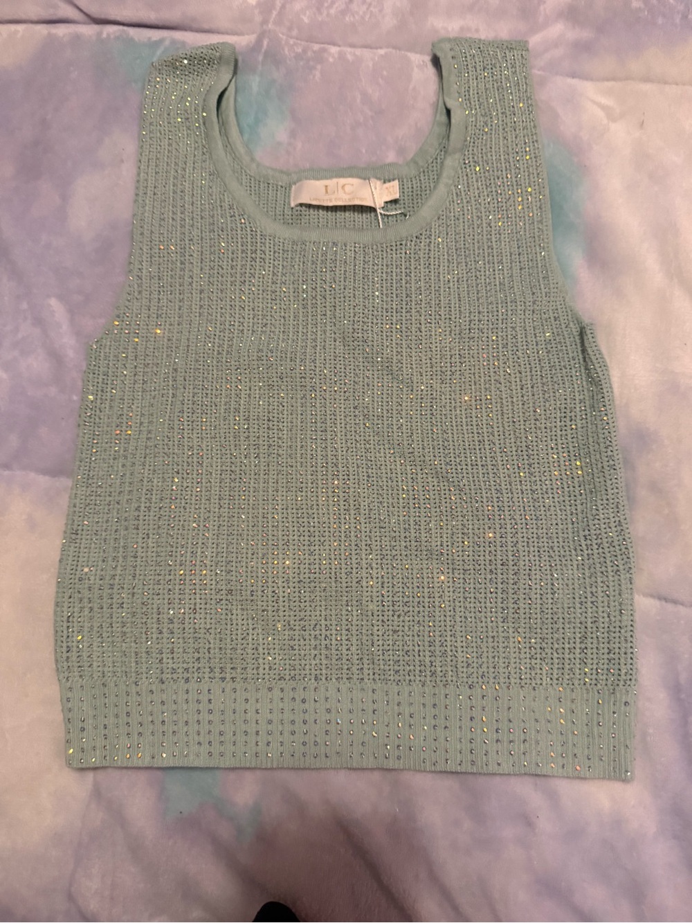 UC Mint Sparkle Ribbed Cropped Tank Top